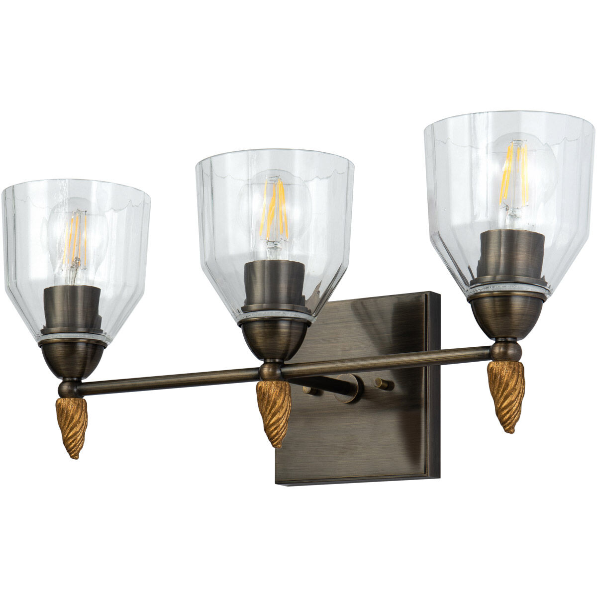 Fun Finial 3 Light 22 inch Dark Bronze Vanity Light Wall Light